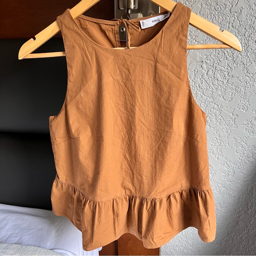 Cute brown Frill hem top from Mango size 2
